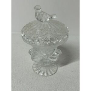 Lead Crystal Trinket Jar, Hofbauer The Byrdes Collection, Bird Bath Trinket Box